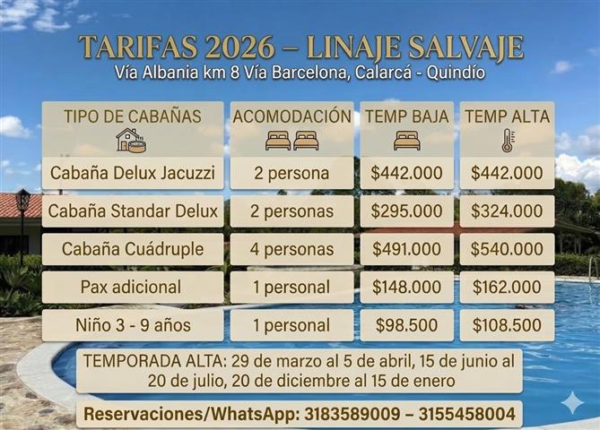 linaje-salvaje-tarifas-2026 - Alquiler de fincas en el quindio
